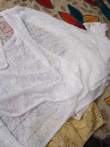Beautiful White Net Designer Saree
