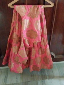 Pink & Gold Ethnic Skirt & Top Set