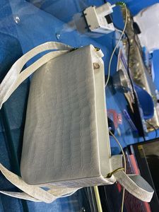 White Croc Embossed Shoulder Bag