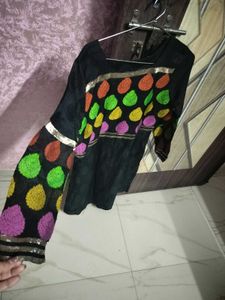 Net Festive Kurta For Women - Black Colour