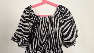 Zebra Print Puff Sleeve Dress