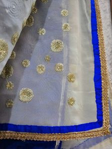 Royal Blue and white saree