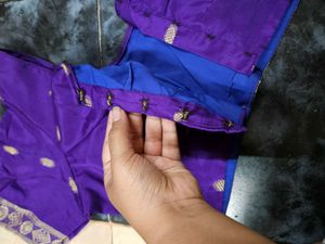 Violet Vintage Saree With Stiched Blouse