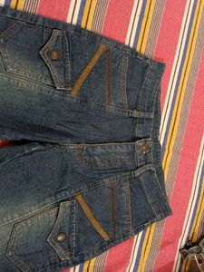 Girls Denim Capris with Pockets