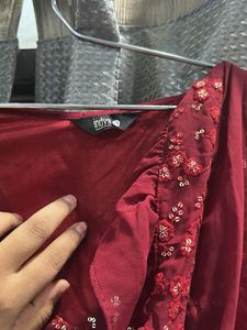 Elegant Maroon Embellished Dress