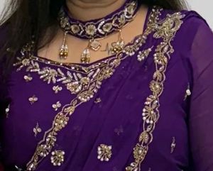 Purple Drape Sari Blouse set with Dupatta