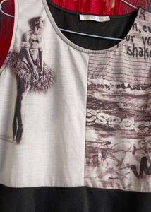Artistic Monochrome Sleeveless Tunic Top