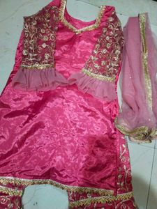 Elegant redish Garara with golden embroidery