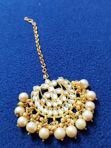 Elegant Indian Gold Plated Pearl Maangtikka