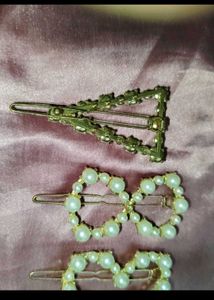 Vintage Rhinestone Hair Clips - Set of 5