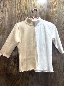 Two-Tone Ruffle Trim Top