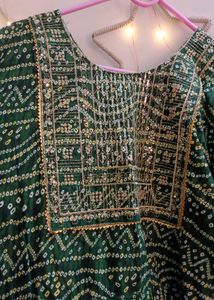 Green Anarkali Long Kurta Size 52