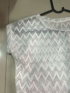 White Crochet Knit Top