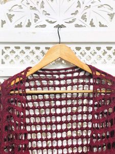 Maroon Crochet Cardigan C