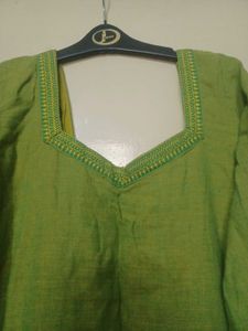 Green Linen Kurti
