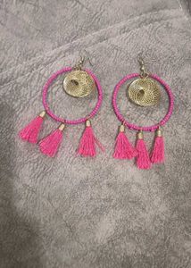 Pink Tassel Earrings