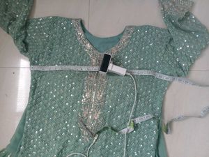 Sea Green Sequined Kurta Set