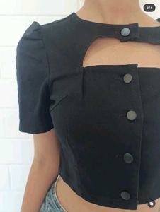 Chic Black Cutout Top