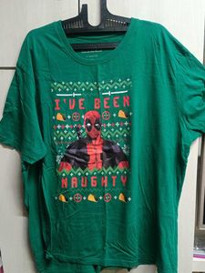 Deadpool Green Printed T-shirt Not Used