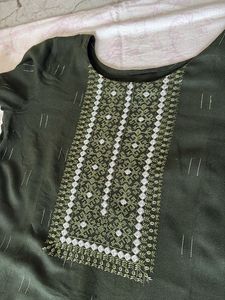 A Line Kurta- Green In Colour