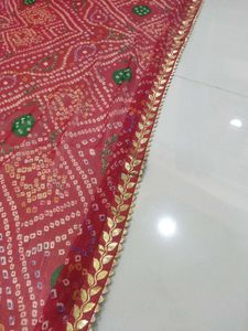 Bandni Sari With Gora Patti Les