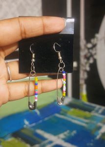 Aesthetic Colourful Safetypin Beads Earring