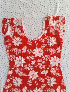Red Floral Kurti M Size