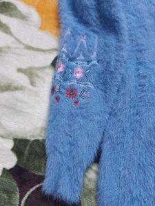 Blue Fuzzy Knit Sweater