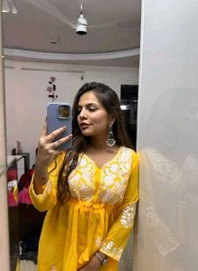 Yellow Embroidered Kurti/Top