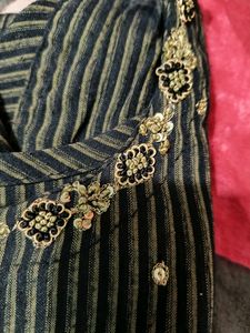 Black Colour Cotton Embroidery Kurtas