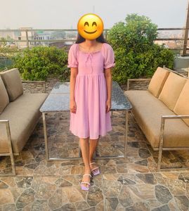 Women Lavender Polka Dot Dress