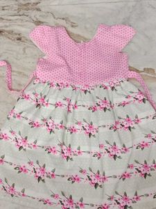 Ohio Baby Pink Floral Frock ,Used 3- 4yr