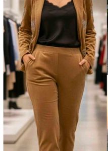 Elegant Brown Velvet Pants