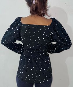 Chic Heart Print Top