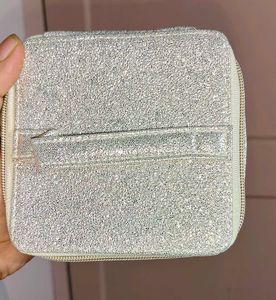 Estee Lauder White Glitter Makeup Pouch