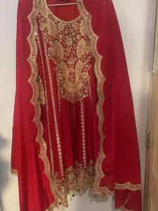 Red Embroidered Kurta Set