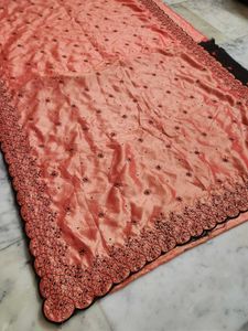 😍embroidery work saree 🥻 with blouse