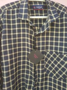 Men Check Shirt Navy With Yellow