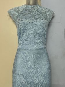 Pintrest Elegant Blue Lace Fish cut Dress