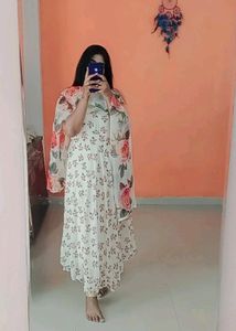 Anarkali Kurta With Organza Dupatta Set