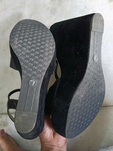 Black Wedge Heel Sandals