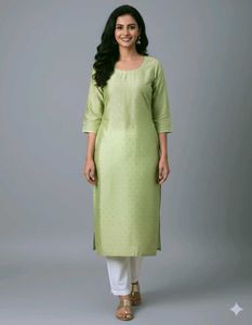 Green Zari Work Polka Dot Kurta