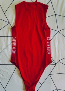 Red Sleeveless Zip Swimsuits
