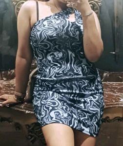 Trippy Techno Blue 1 Shoulder Dress