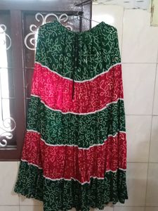 Beautiful Green And Red Long Skirt