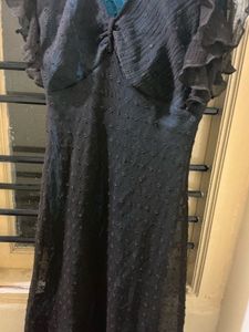 Vintage Elegant Black Ruffle Dress