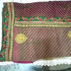 Purple Plum Golden Saree Blouse Petticoat Party