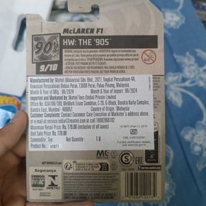 McLaren F1 Rare HOTWHEELS Car