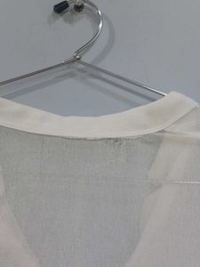 Sheer white long-sleeve tunic top👀🤍