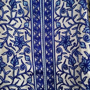 Women Blue Original Kashmiri Embroidery Kutra